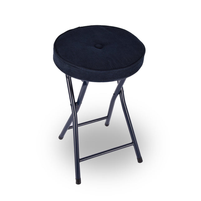 Klapstoel Met Zithoogte Van 45 cm Vouwstoel Velvet Zitvlak - Stoel - Tafelstoel- Ribcord - Tafelstoel - Klapstoel - Velvet Klapstoel - Luxe Klapstoel - Met Kussentjes - Fluweel- Stoelen - Klapstoelen - Stoeltje - Premium Chair - Blauw