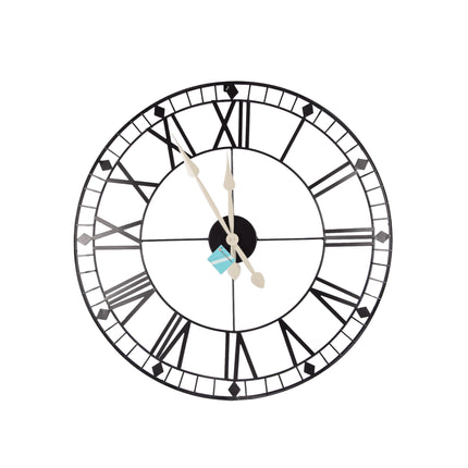 Wandklok grote zwarte metalen | Diameter 75 cm | Moderne Decoratieve Muur Klok | Ideaal voor Woonkamer Kantoor & Slaapkamer | Werkt op AA Batterij