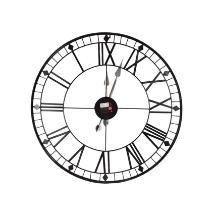 Wandklok grote zwarte metalen | Diameter 75 cm | Moderne Decoratieve Muur Klok | Ideaal voor Woonkamer Kantoor & Slaapkamer | Werkt op AA Batterij