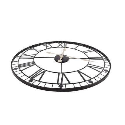 Wandklok grote zwarte metalen | Diameter 75 cm | Moderne Decoratieve Muur Klok | Ideaal voor Woonkamer Kantoor & Slaapkamer | Werkt op AA Batterij
