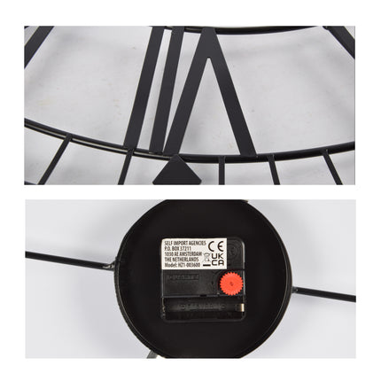 Wandklok grote zwarte metalen | Diameter 75 cm | Moderne Decoratieve Muur Klok | Ideaal voor Woonkamer Kantoor & Slaapkamer | Werkt op AA Batterij