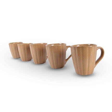5x Luxe Keramische Beker Set - Koffie- en Theebekers, 200ml Capaciteit, Beige Kleur