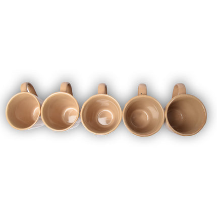 5x Luxe Keramische Beker Set - Koffie- en Theebekers, 200ml Capaciteit, Beige Kleur