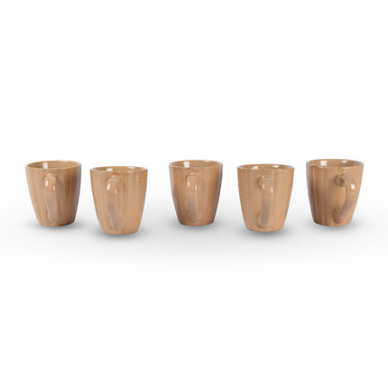 5x Luxe Keramische Beker Set - Koffie- en Theebekers, 200ml Capaciteit, Beige Kleur