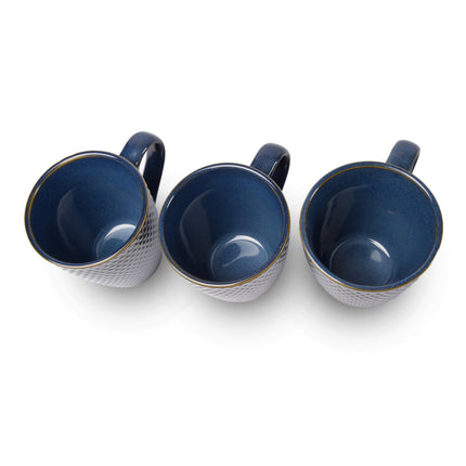 3x Luxe Keramische Beker Set - Koffie- en Theebekers, 200ml Capaciteit, blauw Kleur