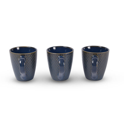 3x Luxe Keramische Beker Set - Koffie- en Theebekers, 200ml Capaciteit, blauw Kleur