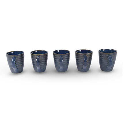 5x Luxe Keramische Beker Set - Koffie- en Theebekers, 200ml Capaciteit, blauw Kleur