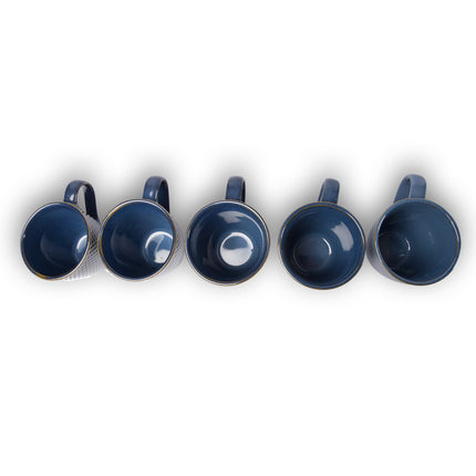5x Luxe Keramische Beker Set - Koffie- en Theebekers, 200ml Capaciteit, blauw Kleur