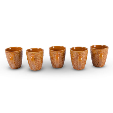 5x Luxe Keramische Beker Set - Koffie- en Theebekers, 200ml Capaciteit, Bruin Kleur