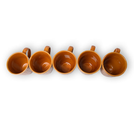 5x Luxe Keramische Beker Set - Koffie- en Theebekers, 200ml Capaciteit, Bruin Kleur