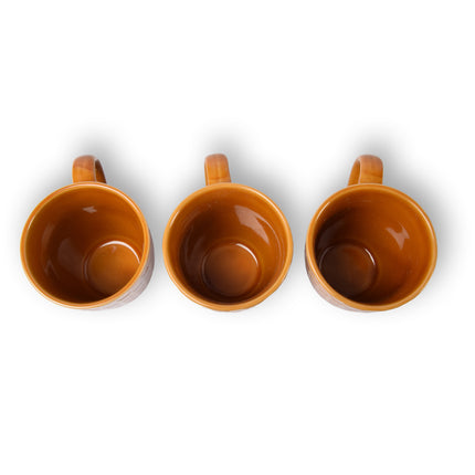 3x Luxe Keramische Beker Set - Koffie- en Theebekers, 200ml Capaciteit, bruin Kleur