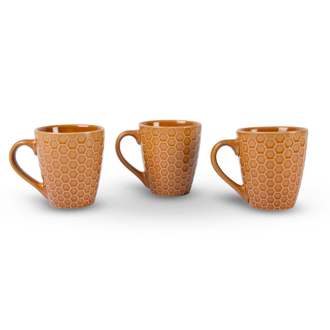 3x Luxe Keramische Beker Set - Koffie- en Theebekers, 200ml Capaciteit, bruin Kleur