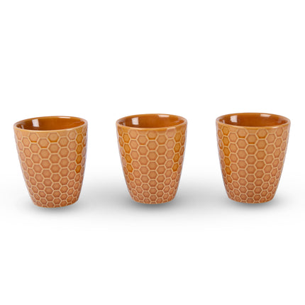 3x Luxe Keramische Beker Set - Koffie- en Theebekers, 200ml Capaciteit, bruin Kleur