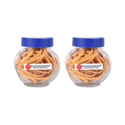 Upgrade Your Professional Style | Rubberen Elastiekjes Set | 2 Glazen Flesjes | Afbreekbaar | Beige | Kleine & Sterke Haarelastiekjes Voor Kinderen Volwassenen