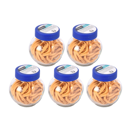 Rubberen Elastiekjes Beige 5 Glazen Flesjes | Sterke Afbreekbare Elastieken voor Haar Kantoor en Knutselen | Perfect Voor Haarstyling en Kantooraccessoires | Lengte 8-12cm Uitrekbaar Tot 30cm