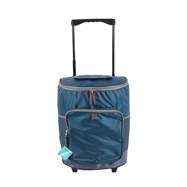 Stijlvolle Zwarte & Navy Koeltas met Wielen - 28L Inhoud - 31cm x 24cm x 38cm - Handige Picknickkoeltas voor Verse Maaltijden