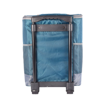 Stijlvolle Zwarte & Navy Koeltas met Wielen - 28L Inhoud - 31cm x 24cm x 38cm - Handige Picknickkoeltas voor Verse Maaltijden