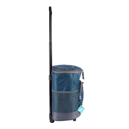 Stijlvolle Zwarte & Navy Koeltas met Wielen - 28L Inhoud - 31cm x 24cm x 38cm - Handige Picknickkoeltas voor Verse Maaltijden