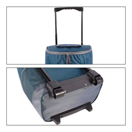 Stijlvolle Zwarte & Navy Koeltas met Wielen - 28L Inhoud - 31cm x 24cm x 38cm - Handige Picknickkoeltas voor Verse Maaltijden
