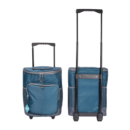 Trendy Koeltas - Picknickkoeltas op Wielen - Isoleerkoeltas van Polyethyleen - Lunchkoeltas - Zwart & Navy - 28L - 31cm x 24cm x 38cm - Set van 2