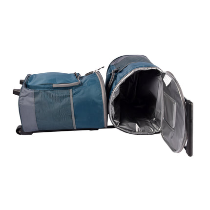 Trendy Koeltas - Picknickkoeltas op Wielen - Isoleerkoeltas van Polyethyleen - Lunchkoeltas - Zwart & Navy - 28L - 31cm x 24cm x 38cm - Set van 2