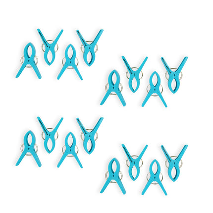 4setsx4pcs - in totaal- 16 stuks | Handdoekklemmen | blauw | Handdoekclips | Handdoekknijpers | Handdoekhaakjes | 15cm*10cm*3cm