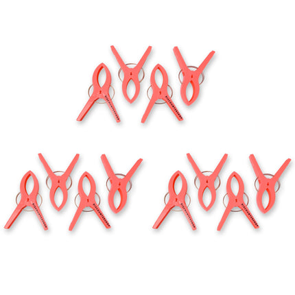 3 sets x 4pcs | Rood | Handdoekklemmen | Handdoekclips | plastic | Handdoekhaakjes | Handdoekknijpers | 15cm*10cm*3cm