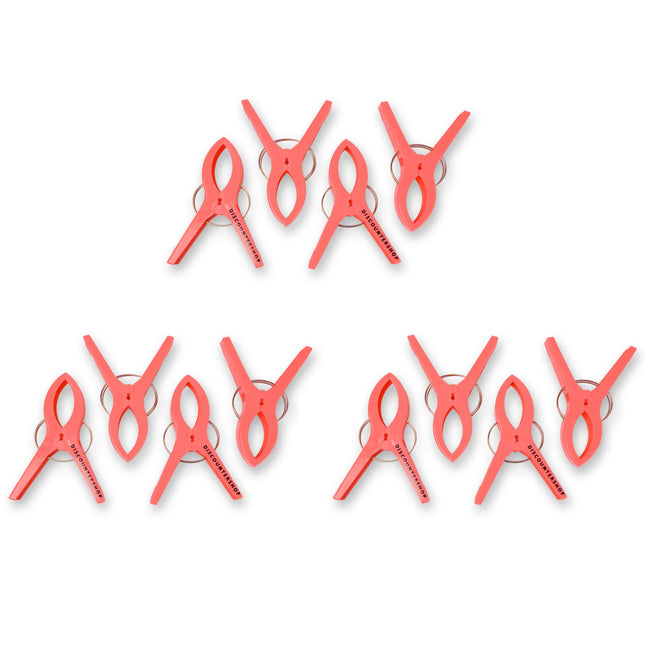 3 sets x 4pcs | Rood | Handdoekklemmen | Handdoekclips | plastic | Handdoekhaakjes | Handdoekknijpers | 15cm*10cm*3cm