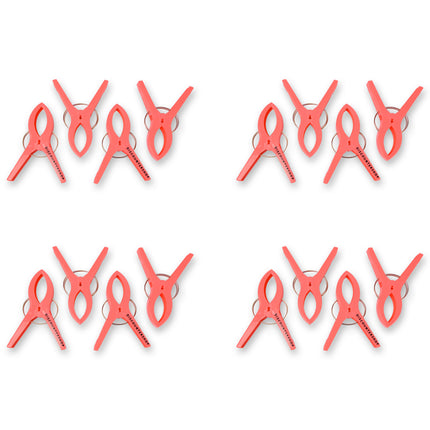 4 sets x 4pcs | Rood | Handdoekklemmen | Handdoekclips | plastic | Handdoekhaakjes | Handdoekknijpers | 15cm*10cm*3cm