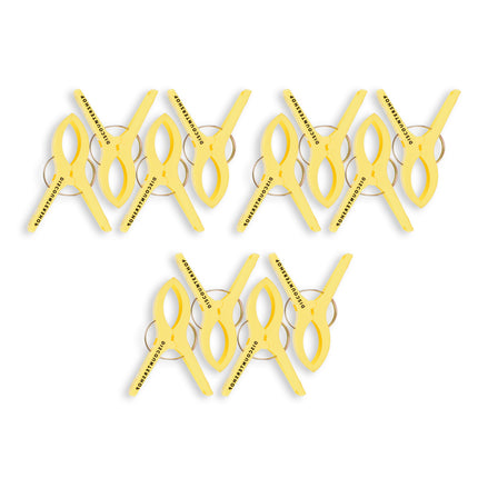 3 sets x 4 pcs | geel | Handdoekklemmen | Handdoekclips | plastic | Handdoekhaakjes | Handdoekknijpers | 15cm*10cm*3cm