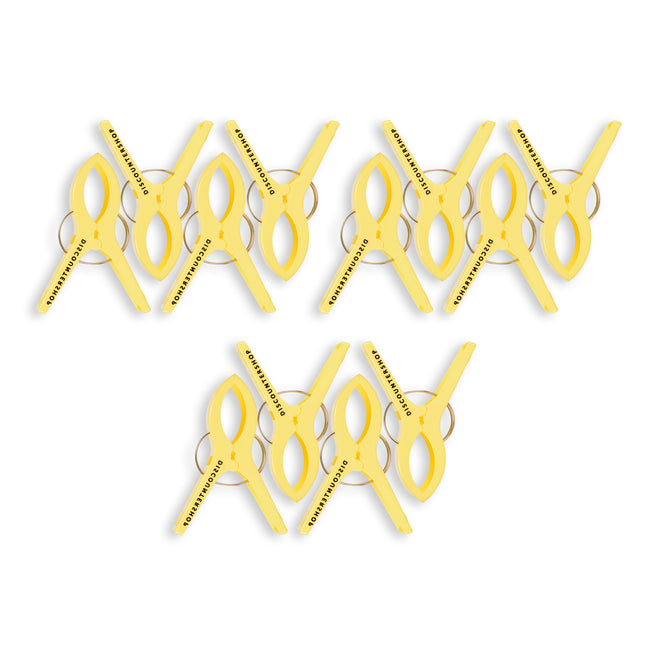 3 sets x 4 pcs | geel | Handdoekklemmen | Handdoekclips | plastic | Handdoekhaakjes | Handdoekknijpers | 15cm*10cm*3cm