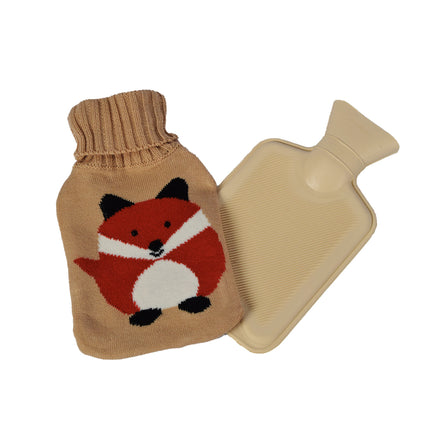 Warmwaterkruik met Hoes - 18cmx28cm - Grijs Mix - Polyester en Rubber - Winteraccessoires - Warmte Kerstcadeau