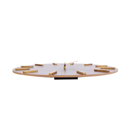 Donker Bruine Houten Wandklok met Gouden Wijzers | 40cm Diameter | Rond | Metalen Accenten | Batterij Voeding | Makkelijk Af te Lezen Moderne Home Decor Klok