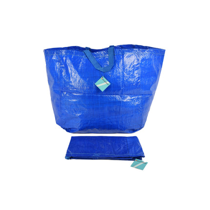 Stijlvolle Set van 2 Blauwe Plastic Opvouwbare Boodschappentassen 37cm x 40cm x 41cm | Draag Mode aan Je Arm | Herbruikbare Tassen voor de Verfijnde Shopper
