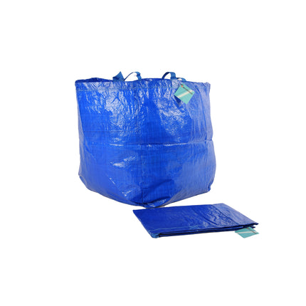 Stijlvolle Set van 2 Blauwe Plastic Opvouwbare Boodschappentassen 37cm x 40cm x 41cm | Draag Mode aan Je Arm | Herbruikbare Tassen voor de Verfijnde Shopper