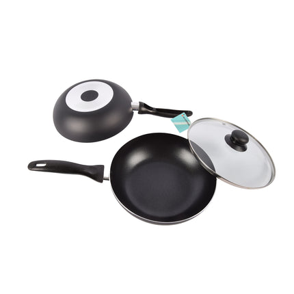 Set van 2 Zwarte Aluminium Kookpannen | 42cm x 24.5cm x 6.5cm | 6.7L | Geschikt voor Gas Elektrisch Keramisch Halogeen | Vaatwasmachinebestendig en Ovenbestendig | Maakt koken tot een plezier