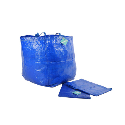 Blauwe Plastic Opvouwbare Boodschappentassen | 3 Delige Set | 37cm x 40cm x 41cm | Embrace Elegance Met Deze Prachtige Tassenset | Herbruikbaar en Stijlvol voor Winkelen Strand en Meer
