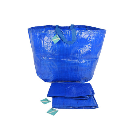 Blauwe Plastic Opvouwbare Boodschappentassen | 3 Delige Set | 37cm x 40cm x 41cm | Embrace Elegance Met Deze Prachtige Tassenset | Herbruikbaar en Stijlvol voor Winkelen Strand en Meer