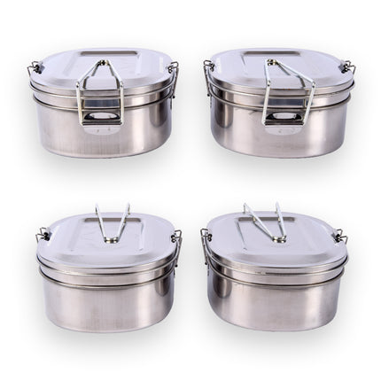 Houd Je Lunch Vers En Georganiseerd: 2x Broodtrommel, Roestvrij Staal, Deksel, Schap, 1.2L - Afmetingen 18cm x 14cm x 7.5cm 