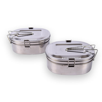 Houd Je Lunch Vers En Georganiseerd: 2x Broodtrommel, Roestvrij Staal, Deksel, Schap, 1.2L - Afmetingen 18cm x 14cm x 7.5cm 