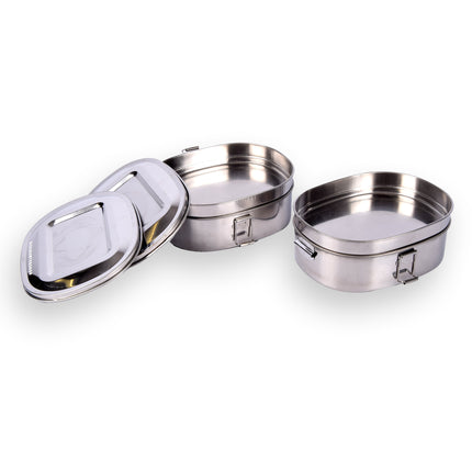 Houd Je Lunch Vers En Georganiseerd: 2x Broodtrommel, Roestvrij Staal, Deksel, Schap, 1.2L - Afmetingen 18cm x 14cm x 7.5cm 