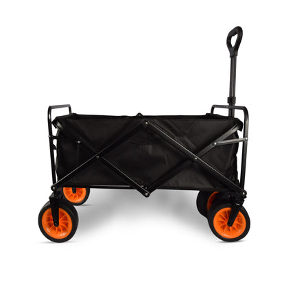 Bolderkar opvouwbaar | Bolderkar | zwart | gelegeerd staal | Draaibaar | Hendel verstelbaar in 2 standen | Maximale belasting: 80kg | Transportkar | Strandkar | 101x56x104cm