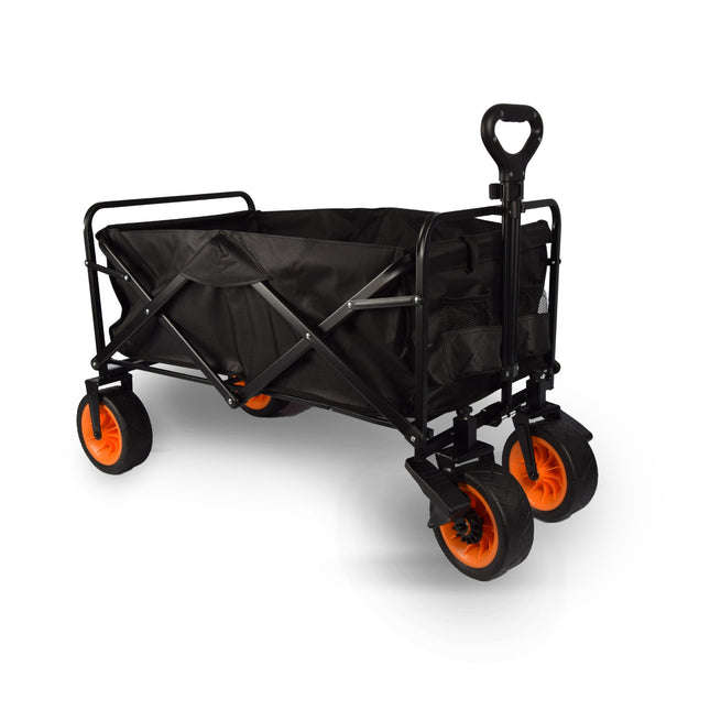 Bolderkar opvouwbaar | Bolderkar | zwart | gelegeerd staal | Draaibaar | Hendel verstelbaar in 2 standen | Maximale belasting: 80kg | Transportkar | Strandkar | 101x56x104cm
