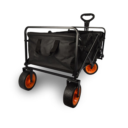 Bolderkar opvouwbaar | Bolderkar | zwart | gelegeerd staal | Draaibaar | Hendel verstelbaar in 2 standen | Maximale belasting: 80kg | Transportkar | Strandkar | 101x56x104cm