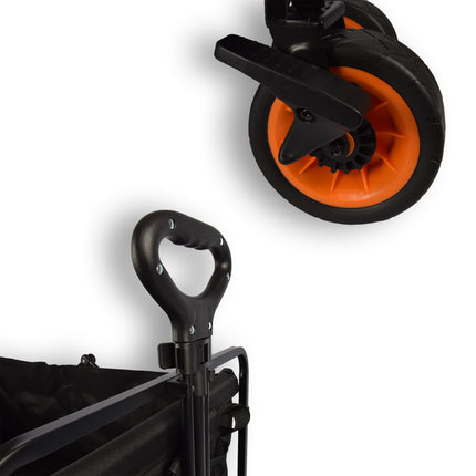 Bolderkar opvouwbaar | Bolderkar | zwart | gelegeerd staal | Draaibaar | Hendel verstelbaar in 2 standen | Maximale belasting: 80kg | Transportkar | Strandkar | 101x56x104cm