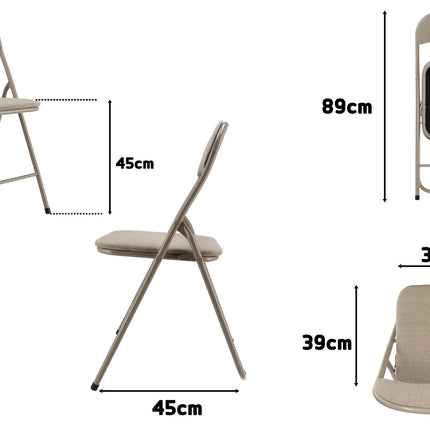 Set van 2 Opvouwbare Stoelen - Beige Klapstoelen - Compacte Inklapstoelen voor Eetkamer en Tuin