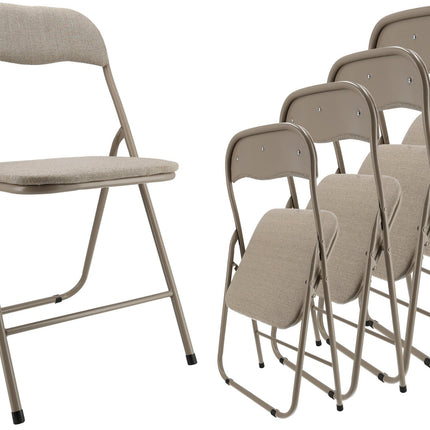 Klapstoelen Set van 4 | Beige Vouwstoelen | Inklapbare Eettafelstoelen | Comfortabele Vouwstoelenset voor Binnen en Buiten