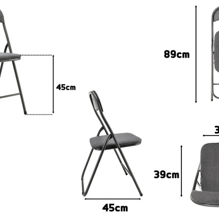 Set van 2 Opklapbare Stoelen - Compact en Lichtgewicht - Grijze Stoelen voor Binnen en Buiten