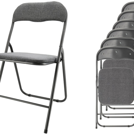 Klapstoel Premium – Vouwstoelenset 6 Vouwstoelen – Grijs – Bijzetstoel Binnen – Belastbaar tot 100kg – 43cm Zithoogte