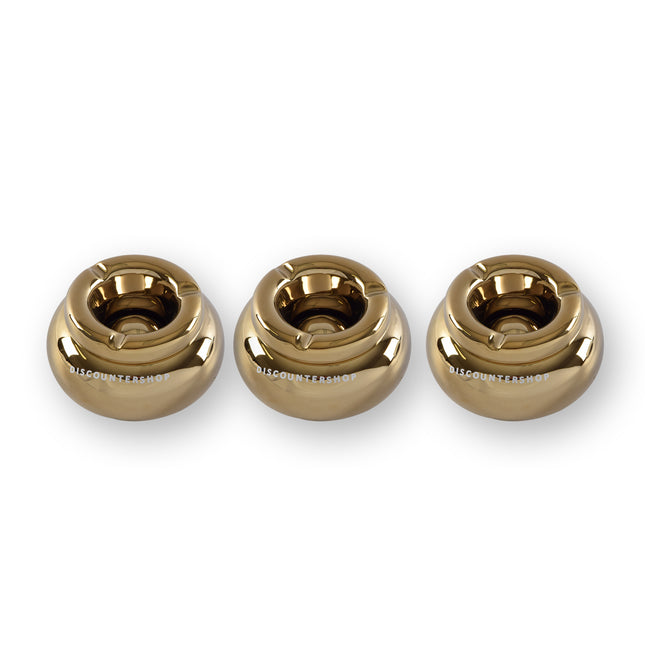 Drie Stijlvolle Gouden Asbakken: Ø 11cm, 6cm Hoog, Luxe Rookaccessoire - Asbakken Voor Sigaretten